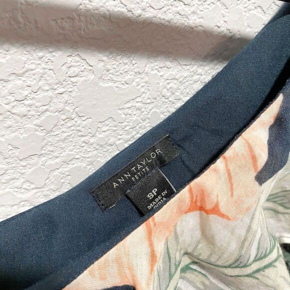 Ann Taylor One Shoulder Asymmetrical Ruffle Blouse Women’s Small Tropical Top - Picture 4 of 7